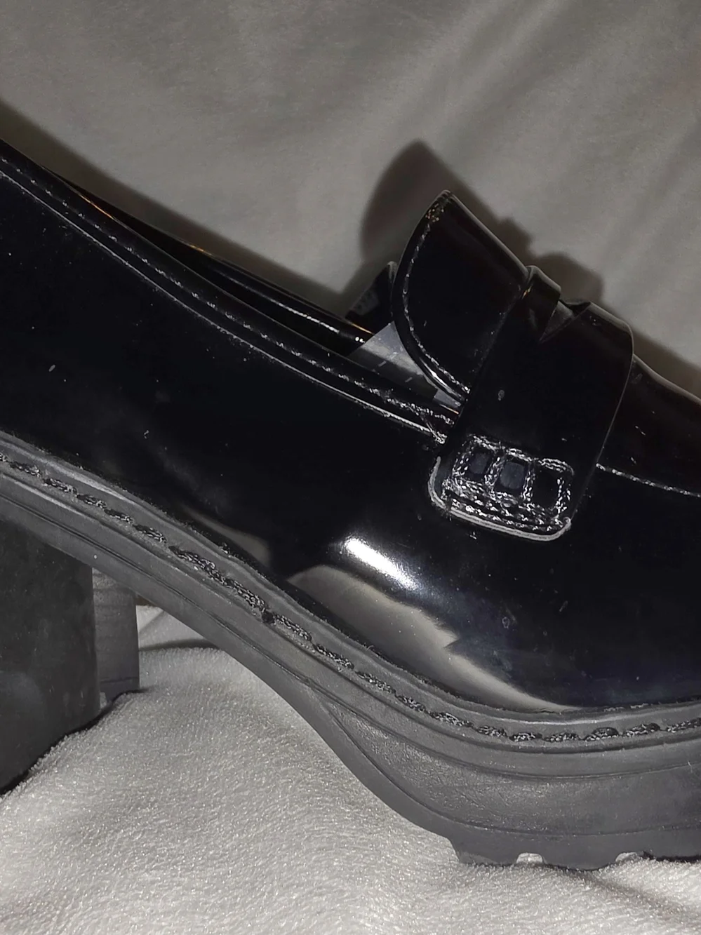 Women's Black Patent Platform Loafers - Sleek Slip-On Style